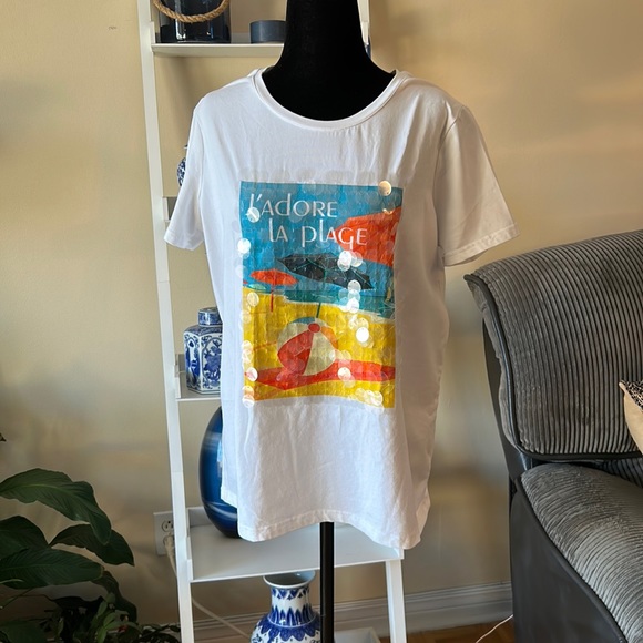 COCO Y CLUB short sleeve t shirt with sequins size extra large - Picture 4 of 9
